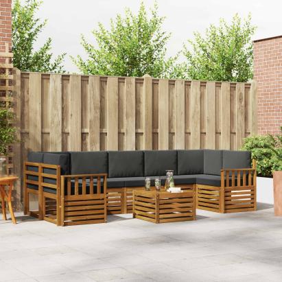 Seturi de canapele cu pernă 8 pcs Natural și Antracit GartenMobel Dekor