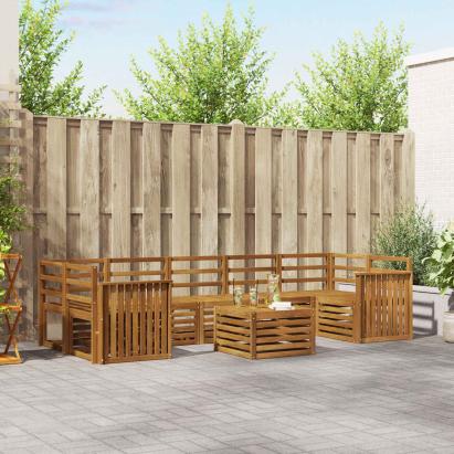 Seturi de canapele 8 pcs natural Lemn Solid de Acacia GartenMobel Dekor