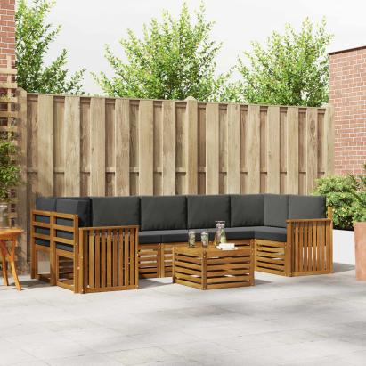 Seturi de canapele cu pernă 8 pcs Natural și Antracit GartenMobel Dekor