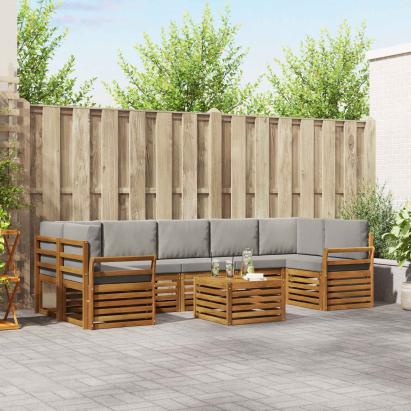 Seturi de canapele cu pernă 8 pcs Gri natural și deschis GartenMobel Dekor