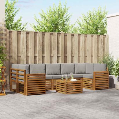 Seturi de canapele cu pernă 8 pcs Gri natural și deschis GartenMobel Dekor