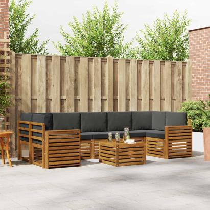 Seturi de canapele cu pernă 8 pcs Natural și Antracit GartenMobel Dekor