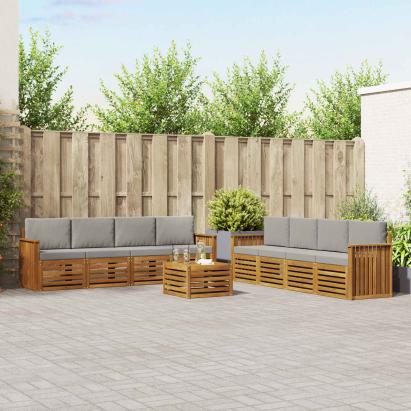Seturi de canapele cu pernă 9 pcs Gri natural și deschis GartenMobel Dekor