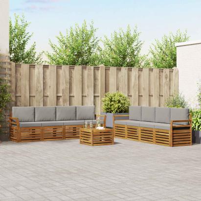 Seturi de canapele cu pernă 9 pcs Gri natural și deschis GartenMobel Dekor