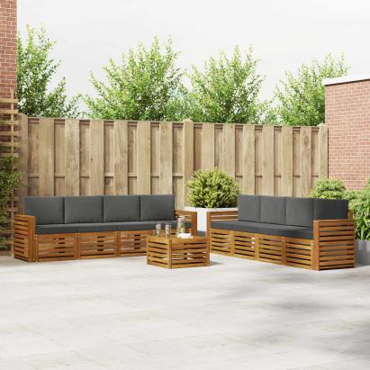 Seturi de canapele cu pernă 9 pcs Natural și Antracit GartenMobel Dekor