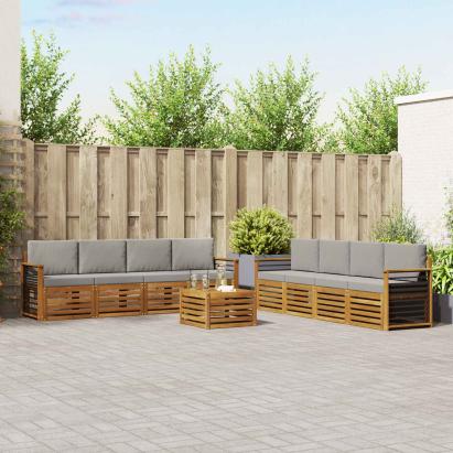 Seturi de canapele cu pernă 9 pcs Gri natural și deschis GartenMobel Dekor