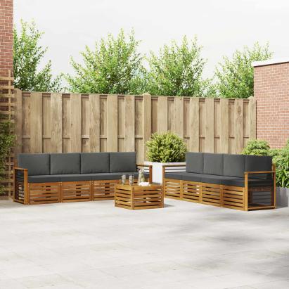 Seturi de canapele cu pernă 9 pcs Natural și Antracit GartenMobel Dekor