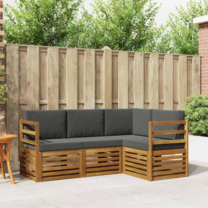 Seturi de canapele cu pernă 4 pcs Natural și Antracit GartenMobel Dekor