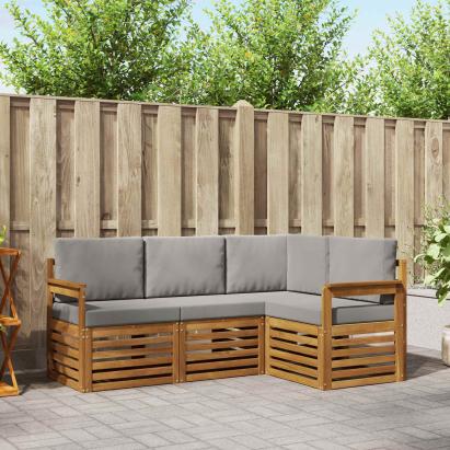 Seturi de canapele cu pernă 4 pcs Gri natural și deschis GartenMobel Dekor