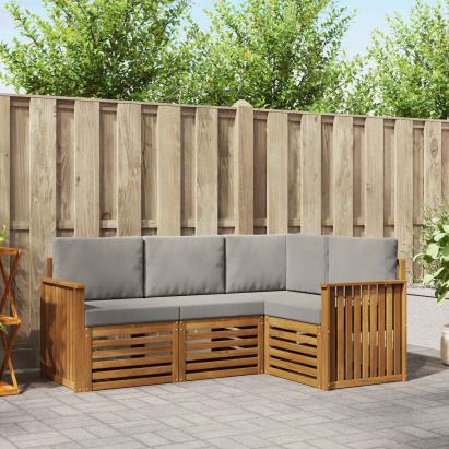 Seturi de canapele cu pernă 4 pcs Gri natural și deschis GartenMobel Dekor