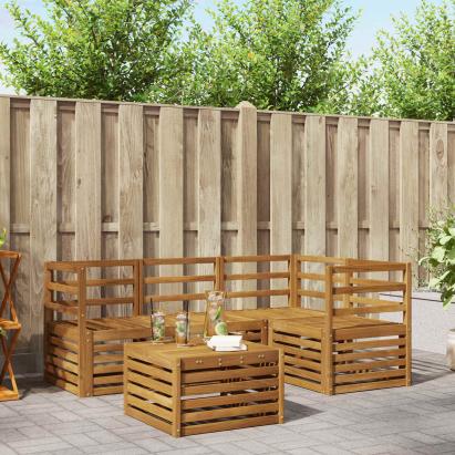 Seturi de canapele 5 pcs natural Lemn Solid de Acacia GartenMobel Dekor
