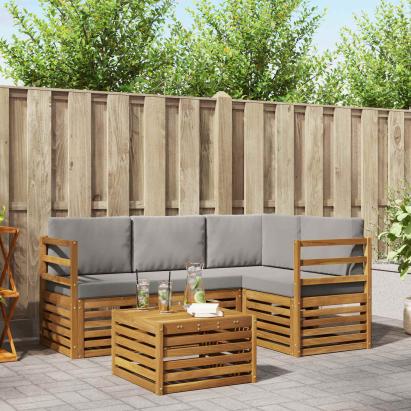 Seturi de canapele cu pernă 5 pcs Gri natural și deschis GartenMobel Dekor