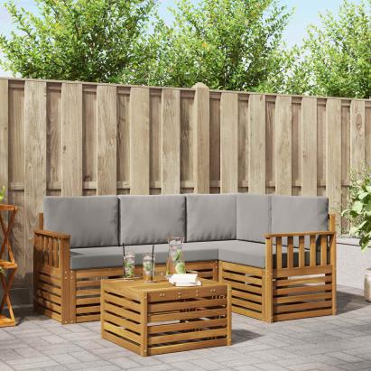 Seturi de mobilier 5 pcs Gri natural și deschis Lemn compozit GartenMobel Dekor