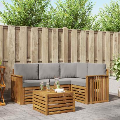 Seturi de mobilier 5 pcs Gri natural și deschis Lemn compozit GartenMobel Dekor