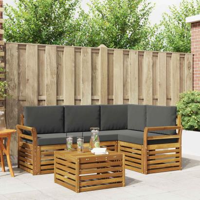 Seturi de mobilier 5 pcs Natural și Antracit Lemn compozit GartenMobel Dekor