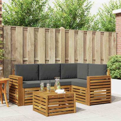 Seturi de mobilier 5 pcs Natural și Antracit Lemn compozit GartenMobel Dekor