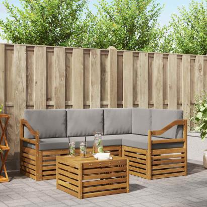 Seturi de mobilier 5 pcs Gri natural și deschis Lemn compozit GartenMobel Dekor