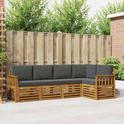 Seturi de canapele cu pernă 5 pcs Natural și Antracit GartenMobel Dekor