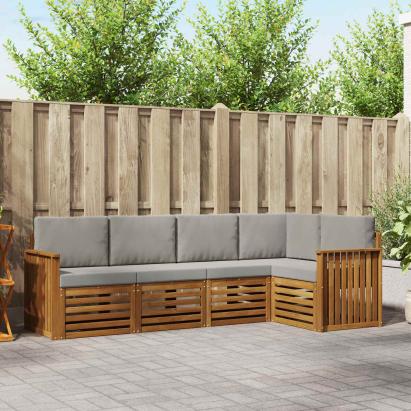 Seturi de canapele cu pernă 5 pcs Gri natural și deschis GartenMobel Dekor