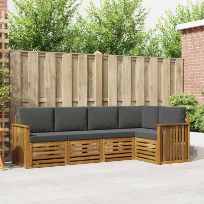 Seturi de canapele cu pernă 5 pcs Natural și Antracit GartenMobel Dekor