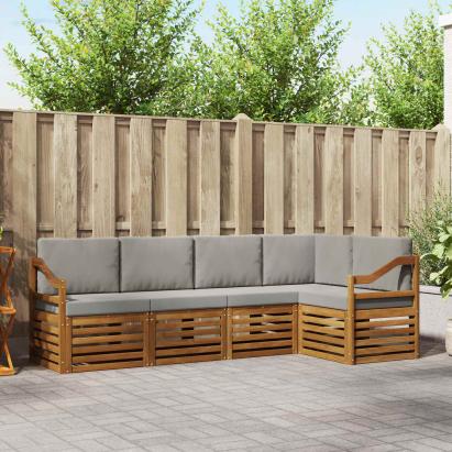 Seturi de canapele cu pernă 5 pcs Gri natural și deschis GartenMobel Dekor