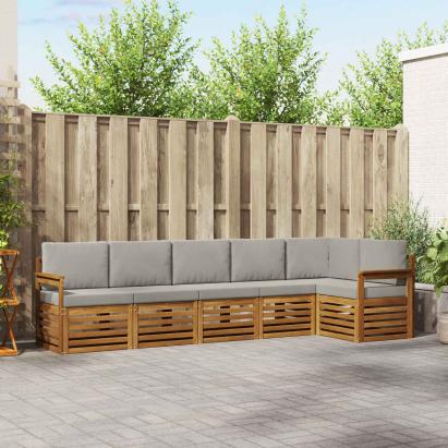 Seturi de canapele cu pernă 6 pcs Gri natural și deschis GartenMobel Dekor