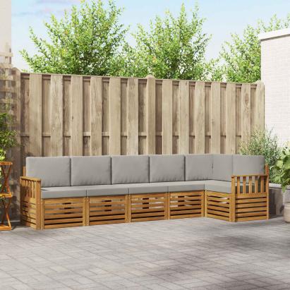 Seturi de canapele cu pernă 6 pcs Gri natural și deschis GartenMobel Dekor