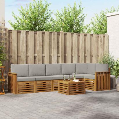 Seturi de canapele cu pernă 7 pcs Gri natural și deschis GartenMobel Dekor