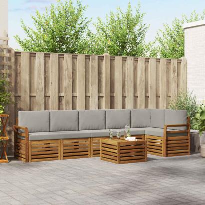 Seturi de canapele cu pernă 7 pcs Gri natural și deschis GartenMobel Dekor