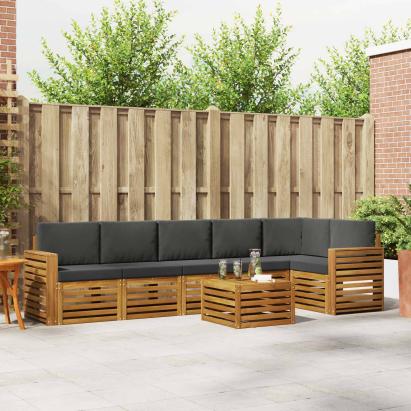 Seturi de canapele cu pernă 7 pcs Natural și Antracit GartenMobel Dekor