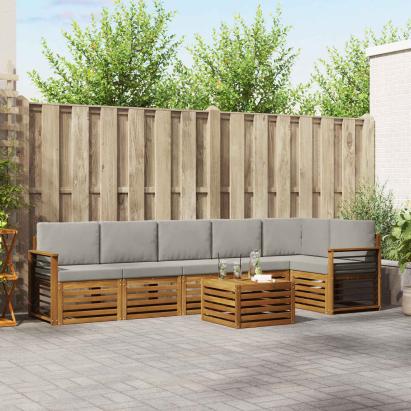 Seturi de canapele cu pernă 7 pcs Gri natural și deschis GartenMobel Dekor