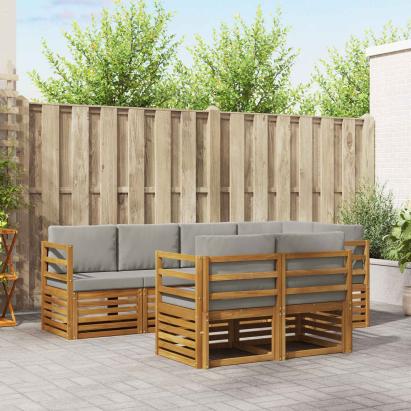Seturi de canapele cu pernă 7 pcs Gri natural și deschis GartenMobel Dekor