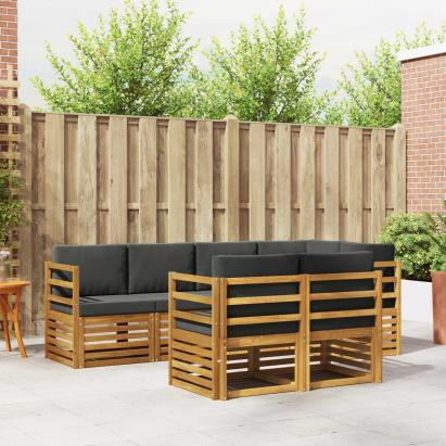 Seturi de canapele cu pernă 7 pcs Natural și Antracit GartenMobel Dekor