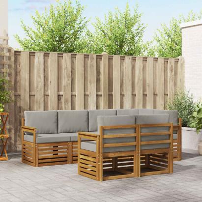 Seturi de canapele cu pernă 7 pcs Gri natural și deschis GartenMobel Dekor