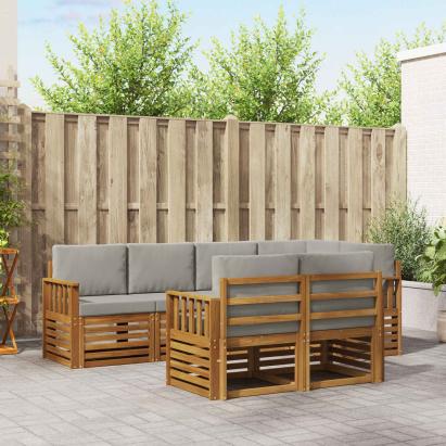 Seturi de canapele cu pernă 7 pcs Gri natural și deschis GartenMobel Dekor