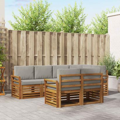 Seturi de canapele cu pernă 7 pcs Gri natural și deschis GartenMobel Dekor
