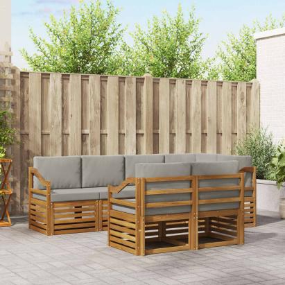 Seturi de canapele cu pernă 7 pcs Gri natural și deschis GartenMobel Dekor