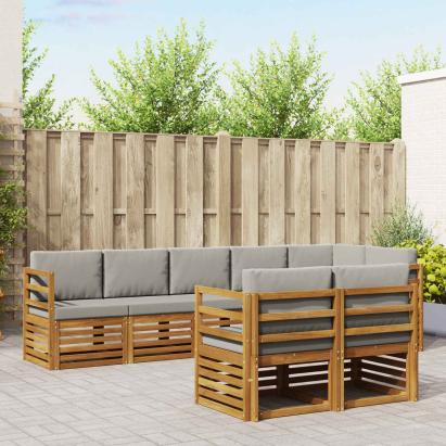 Seturi de canapele cu pernă 8 pcs Gri natural și deschis GartenMobel Dekor