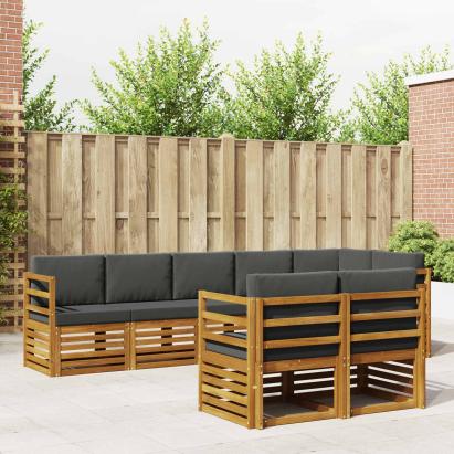 Seturi de canapele cu pernă 8 pcs Natural și Antracit GartenMobel Dekor