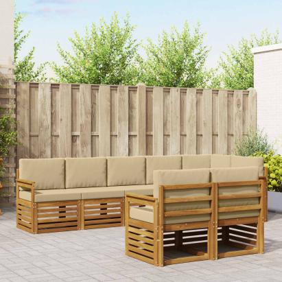 Seturi de canapele 8 pcs Natural și Bej Lemn Solid de Acacia GartenMobel Dekor