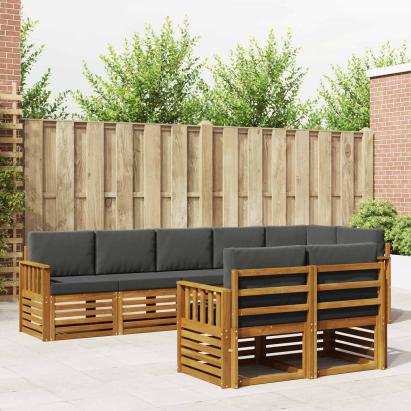 Seturi de canapele cu pernă 8 pcs Natural și Antracit GartenMobel Dekor