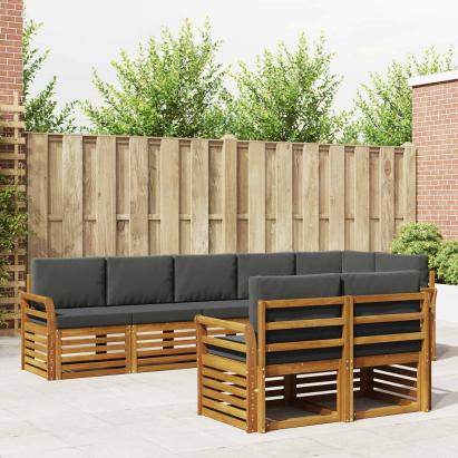 Seturi de canapele cu pernă 8 pcs Natural și Antracit GartenMobel Dekor