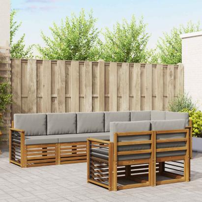 Seturi de canapele cu pernă 8 pcs Gri natural și deschis GartenMobel Dekor