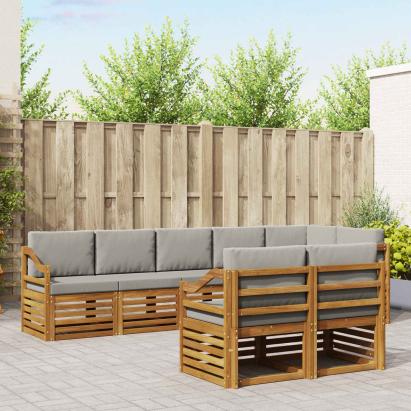 Seturi de canapele cu pernă 8 pcs Gri natural și deschis GartenMobel Dekor