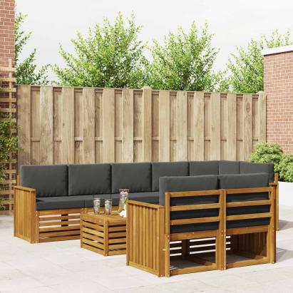 Seturi de canapele cu pernă 9 pcs Natural și Antracit GartenMobel Dekor