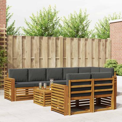 Seturi de canapele cu pernă 9 pcs Natural și Antracit GartenMobel Dekor