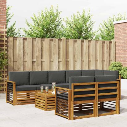 Seturi de canapele cu pernă 9 pcs Natural și Antracit GartenMobel Dekor