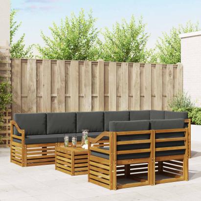 Seturi de canapele cu pernă 9 pcs Natural și Antracit GartenMobel Dekor