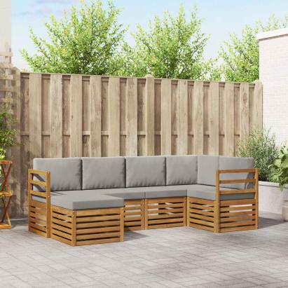 Seturi de canapele cu pernă 6 pcs Gri natural și deschis GartenMobel Dekor