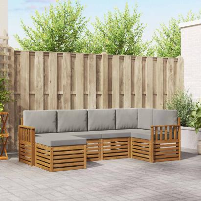 Seturi de canapele cu pernă 6 pcs Gri natural și deschis GartenMobel Dekor
